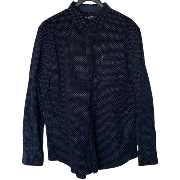 Ben Sherman Navy long sleeve printed corduroy button down collar shirt XXL - Picture 1 of 6